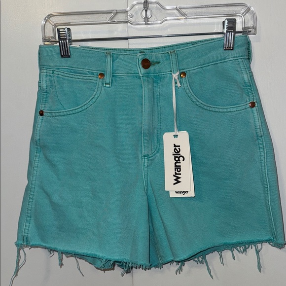 Wrangler Donna High Rise Jean Shorts Turquoise Blue Women’s 25 - Picture 3 of 10